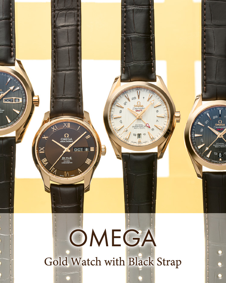 OMEGA　オメガ　金無垢時計　ブラックレザーストラップ